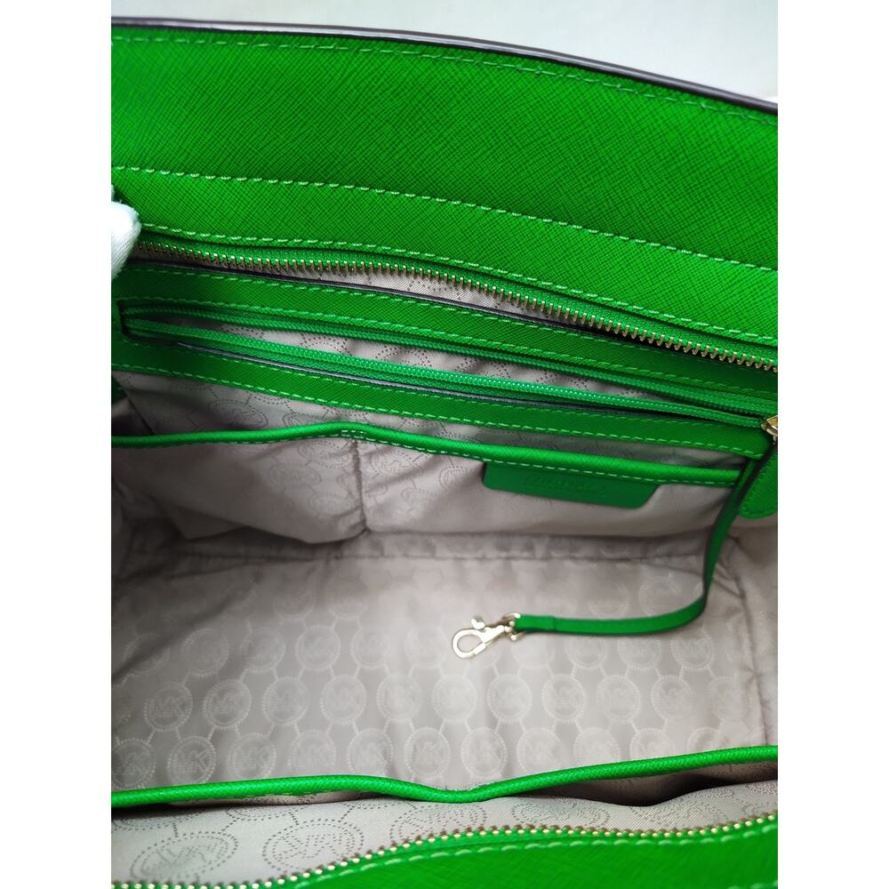 Michael Kors Green Leather Grommets Double Handles Satchel Bag - Picture 12 of 16